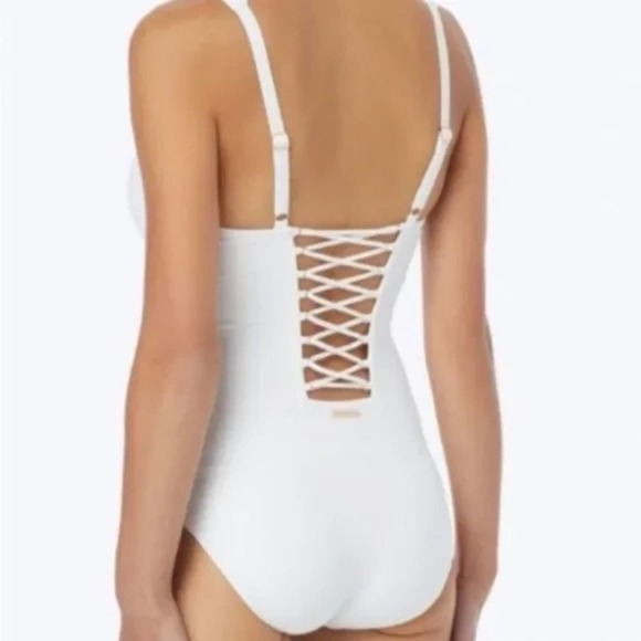 MICHAEL KORS BACK LACE UP ONE PIECE SWIMSUIT WHITE SWIMWEAR SIZE 8, 14 new!!! - Picture 11 of 16